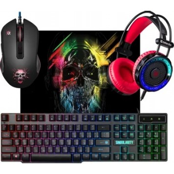 Набор игровой DEFENDER Singularity MKP-118 мышь+клавиатура+гарнитура+ков.