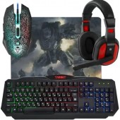 Комплект проводной Defender Target MKP-350 Клавиатура+мышь+ ковер+гарнитура Подсветка