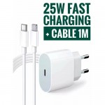 СЗУ Foxconn Power Adapter 1Type-C, PD, 25Вт + кабель Type-C to Lightning (white)